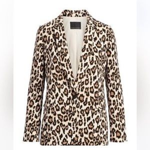 Banana Republic Leopard Washable Bi Stretch Blazer Leopard Size 10 Tall